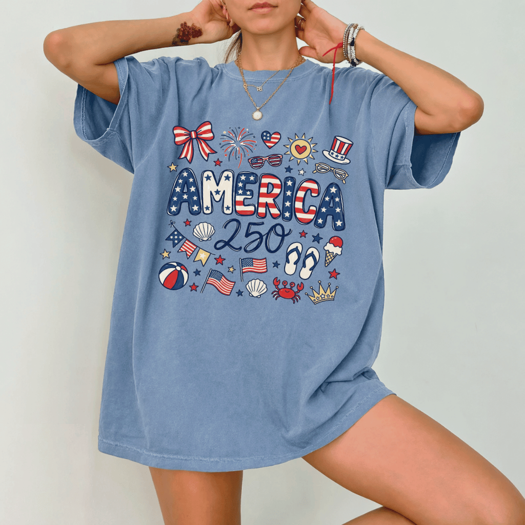 USA 250th Anniversary Comfort Colors T-Shirt – Patriotic 4th of July Gift, 250 Years of Independence - back view
